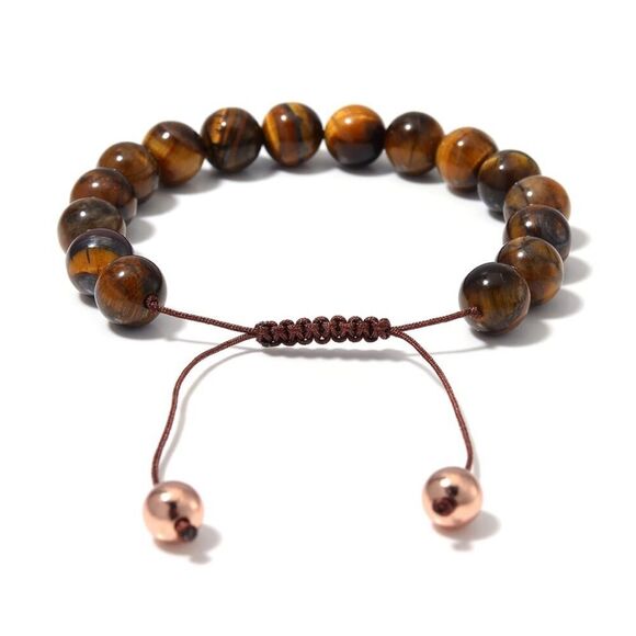 Yellow Tigers Eye Beaded Corded adjustable Bracelet 14kRG over copper - Picture 5 of 10